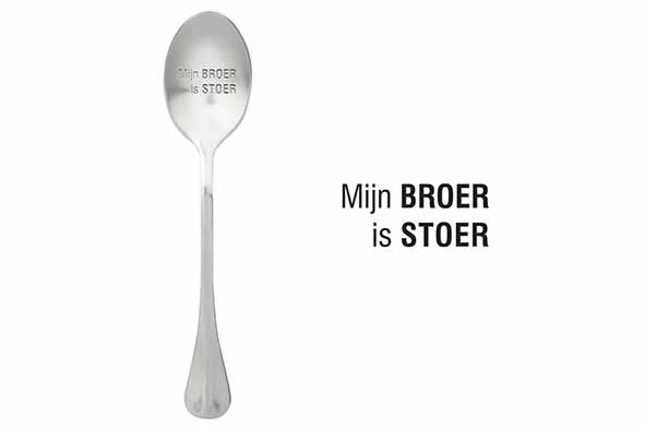 Koffielepel Mijn broer is stoer, set van 6, roestvrij staal, 15,2 x 3,6 x 2,9 cm