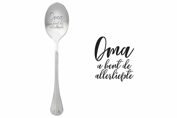 One Message Spoon koffielepel, set van 6, oma, u bent de allerliefste