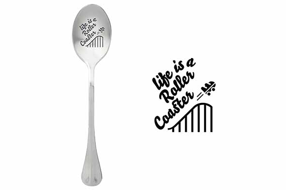 Koffelepels, set van 6, Life is a Roller Coaster, zilver, 15,2 x 3,6 x 2,9 cm