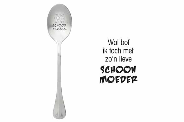 One Message koffielepel set van 6 Wat bof ik toch met zo'n lieve schoonmoeder
