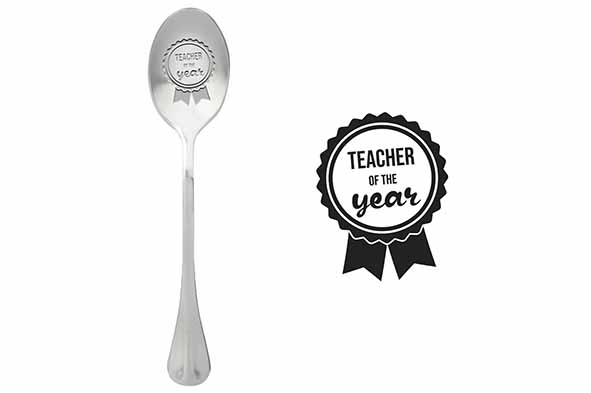 Koffelepels, set van 6, Teacher of the Year, zilver, 15,2 x 3,6 x 2,9 cm