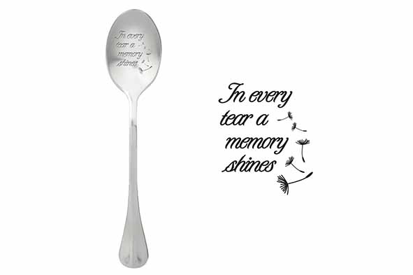 Koffielepel 'In every tear a memory shines', roestvrij staal, zilver, set van 6