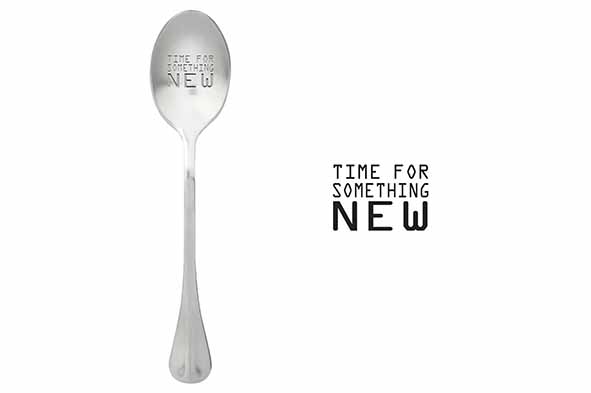 Koffielepel 'Time for something new', roestvrij staal, zilver, set van 6