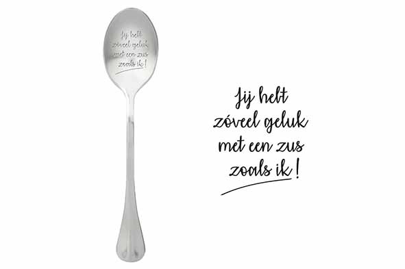 One Message koffielepel set van 6 Jij hebt zoveel geluk met een zus zoals ik