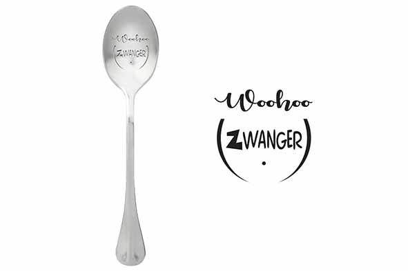 Set van 6 koffielepels One Message Woohoo Zwanger