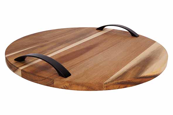 Acacia serveerplank, D 35 cm, met handvat, bruin