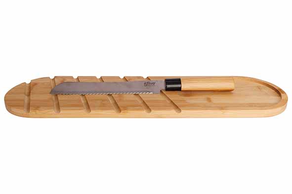 Broodplank bamboe 50 x 14 cm met mes