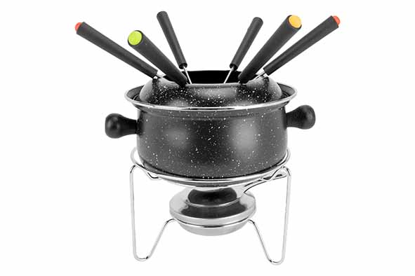 Fondue fondueset Ø 16 cm geëmailleerd met 6 vorken