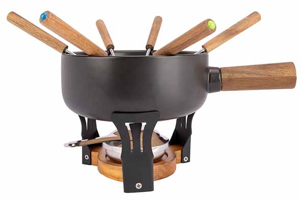 Aspen Fondueset Ø 20,5 cm Steinzeug mit 6 Gabeln
