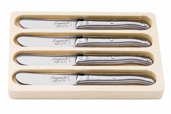 Premium Line botermessen, set van 4, zilver, 17,5 x 11,8 x 1,8 cm