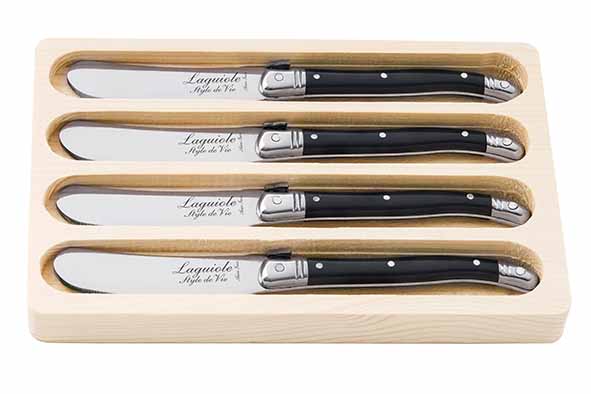Premium Line botermessen, set van 4, zwart, 17,5 x 11,8 x 1,8 cm