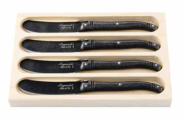 Premium Line botermes, set van 4, zwart, stonewash, 17,7 x 12 cm