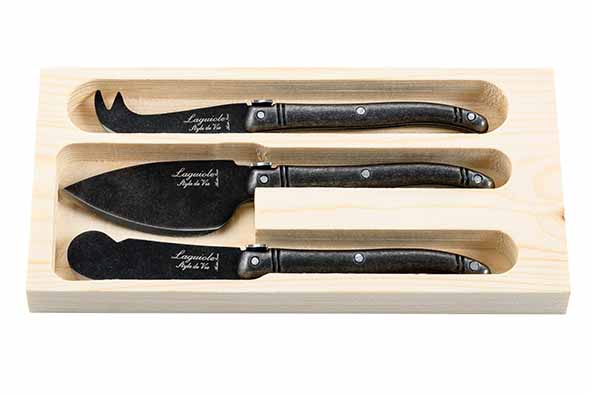 Premium Line kaasmessenset 3-delig zwart, stonewash, 19 x 10 cm