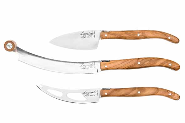 Luxury Line Käseteller-Messer-Set 3er-Set Olivenholz, natur