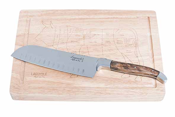 Luxury Line santokumes met snijplank, olijfhout