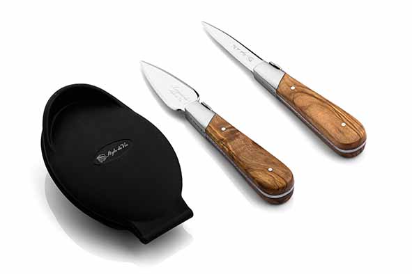 Luxury Line oestermes set van 2 met siliconen handbeschermer