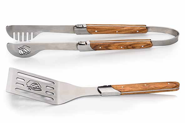 Set barbecue Luxury Line lot de 2, bois d'olivier, 37,3 x 15,3 x 5,5 cm