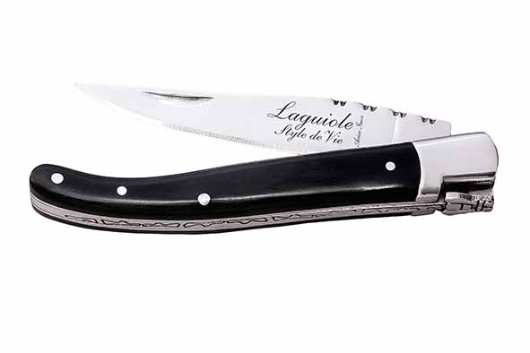 Luxury Line zakmes 2,5 mm, zwart ebbenhout, 16 x 6,5 x 3 cm