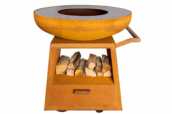 Barbecue Nomad, cortenstaal, roestkleur, Ø 99 cm, 98 x 98 x 98 cm