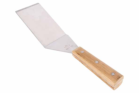 Hamburger spatel met eiken handvat 38 x 10,3 cm
