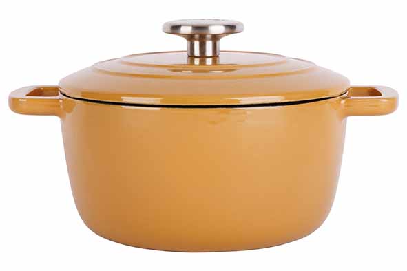 Fontestic kookpot geel gietijzer met deksel Ø 20 x 10,5 cm, 2,7 l