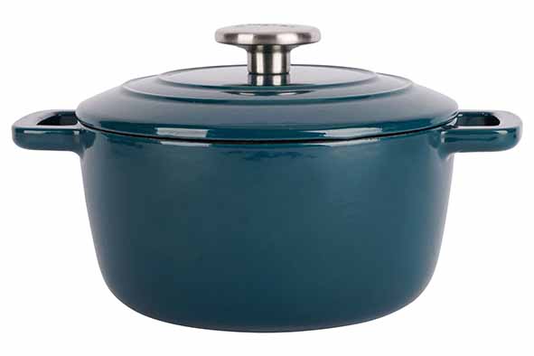 Fontestic kookpot green heron Ø 20 cm xh 10,5 cm 2,7 l gietijzer met deksel