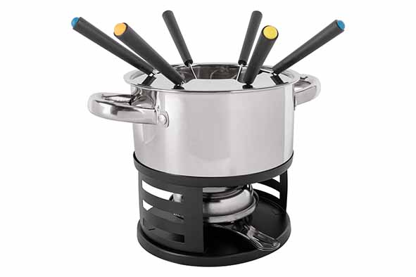 Fondue D17 cm Edelstahl mit 6 Gabeln