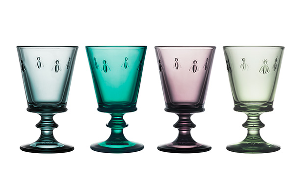 Abeille wijnglas 24 cl, set van 4, Ø 8,5 x 14,1 cm, 4 verschillende kleuren