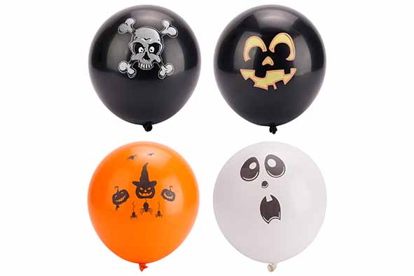 Set van 24 ballonnen Halloween oranje zwart wit H30cm PVC