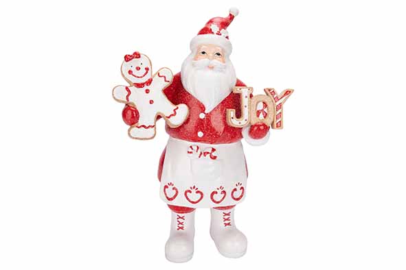 Kerstman cookie rood wit 22x11xH33cm polyresin