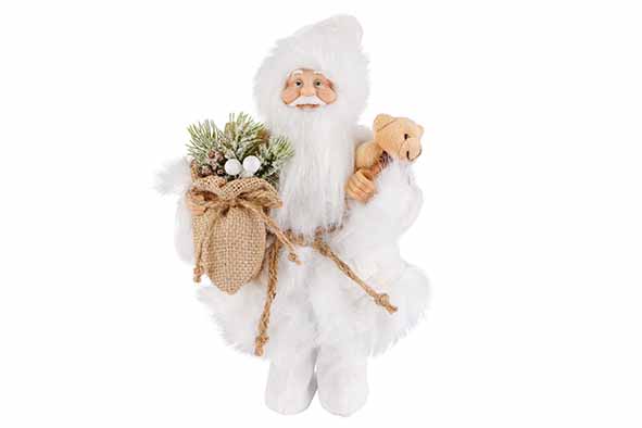 Santa figurine textile white 20 x 13 x H 31 cm