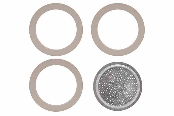 Moka reserveonderdelen 3 ringen + 1 filter voor 12 kopjes