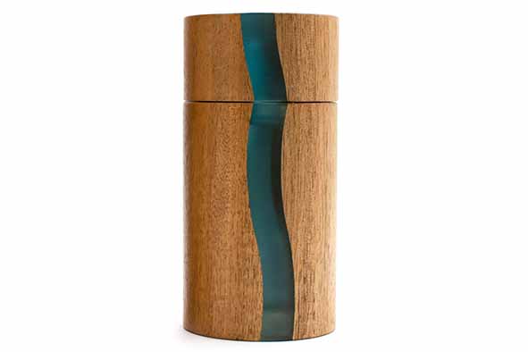 Pepermolen Positano, acacia met blauwe hars, Ø 6,5 cm, h 13 cm