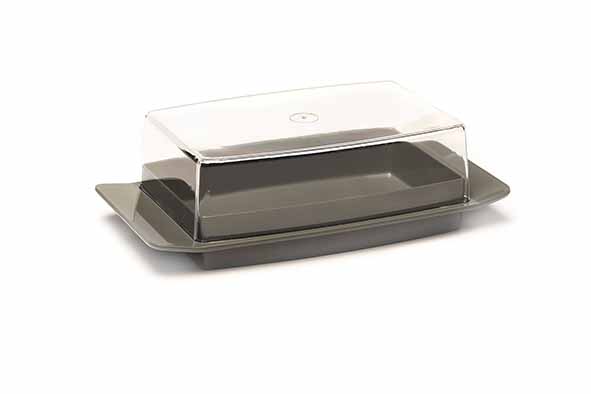Amuse boterpotje transparant met grijs deksel 19,5x10,5xh6 cm