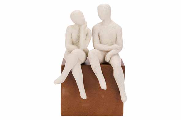 Statue Talking Men Cream 14 x 9 x H22 cm Resin