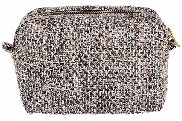Make-up-Beutel beige schwarz 20 x 9 x 14 cm Textil