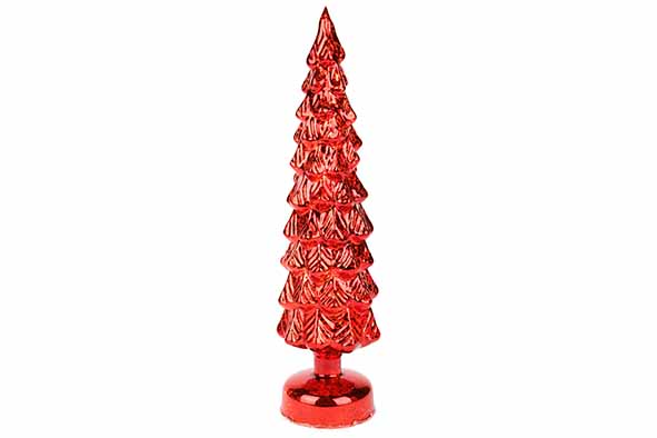 Weihnachtsbaum Antique rot 10 x 10 x 35 cm Glas