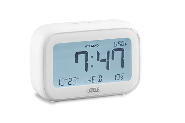 Clocks digitale wekker met verlichting, wit, 5,7 x 12 x 8,5 cm