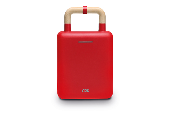 2-in-1 croque-wafelijzer, rood, wisselbare platen 13 x 12 cm