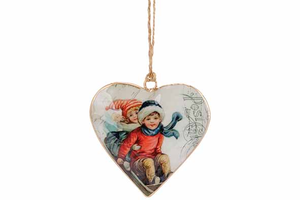 Hanger Vintage Heart, multikleur, ijzer, 8 x 1 x 8 cm