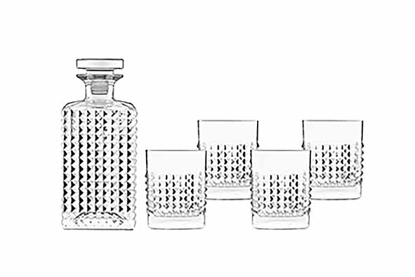 Mixology whiskyset van 5: karaf 75 cl en 4 tumblers 38 cl