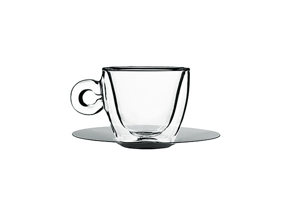 Thermic Glass cappuccinoglas 16,5 cl set van 2 met RVS schotel dubbelwandig