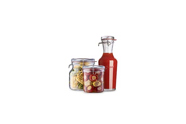 Lock-Eat 3-delige set: inmaakbokaal 75 cl en 1,5 l, fles 1 l