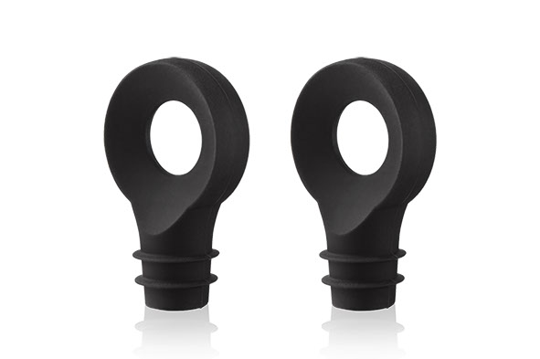 Flessenstop zwart set van 2
