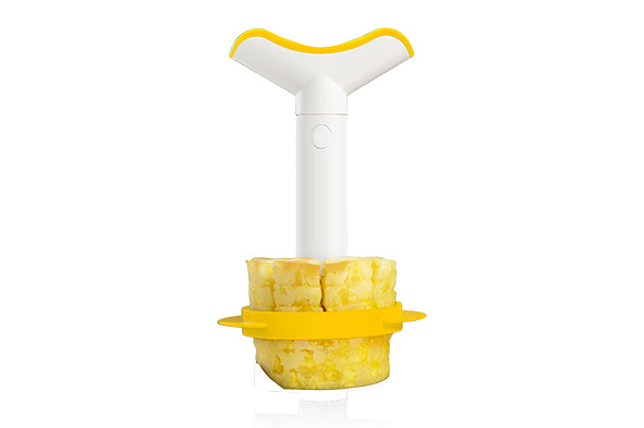 Ananas fruitsnijder kunststof schijven en blokken wit