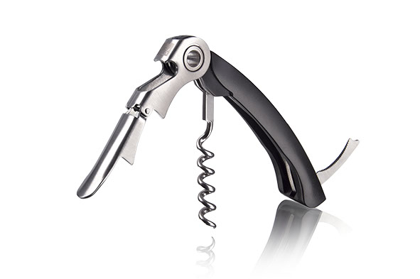 Dubbele hefboom kurkentrekker 19 x 9,5 x H2,2 cm zilver