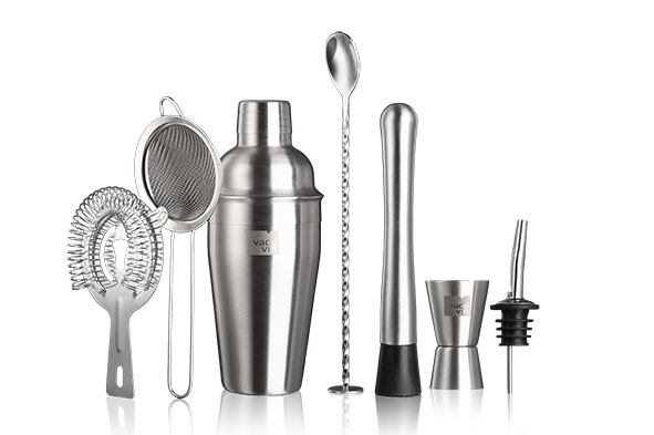 Bar Accessories cocktailset Plus, set van 7, met shaker 550 ml en barmaatje 15-30 ml