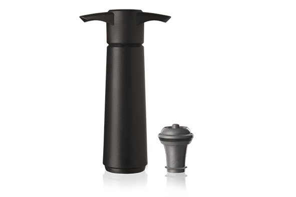Wine Saver zwart, met 1 vacuüm flessenstop