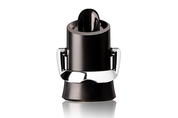 Champagne 2-in-1 flessenstop en schenker, zwart