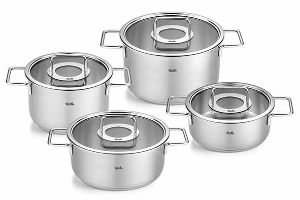 Pure Collection kookpotset van 4 20 en 24 cm met glazen deksels